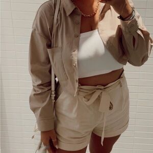 Forever 21 Beige Button Down Shirt